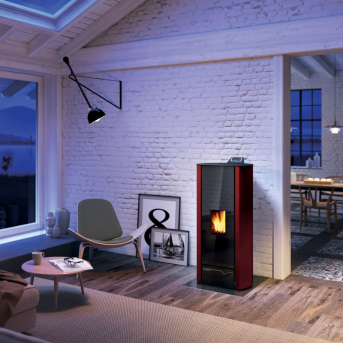 Palazzetti - Cecile Lux 9 Acciaio Rosso Bordeaux